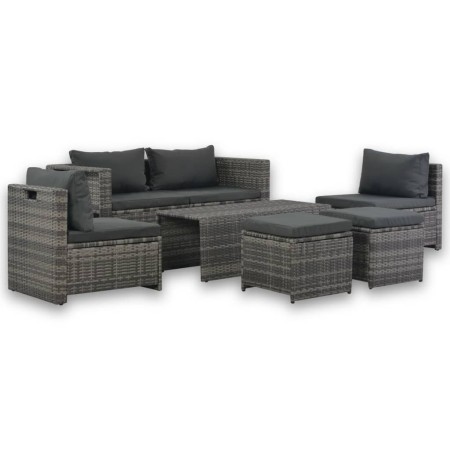 Set de salón para jardín 6 pzs y cojines ratán sintético gris de vidaXL, Conjuntos de jardín - Ref: Foro24-44722, Precio: 584...