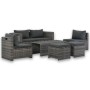 Set de salón para jardín 6 pzs y cojines ratán sintético gris de vidaXL, Conjuntos de jardín - Ref: Foro24-44722, Precio: 584...