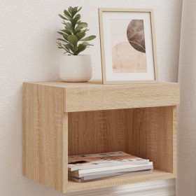 Mesita de noche de pared con luces LED roble Sonoma de , Muebles TV - Ref: Foro24-837117, Precio: 28,62 €, Descuento: %