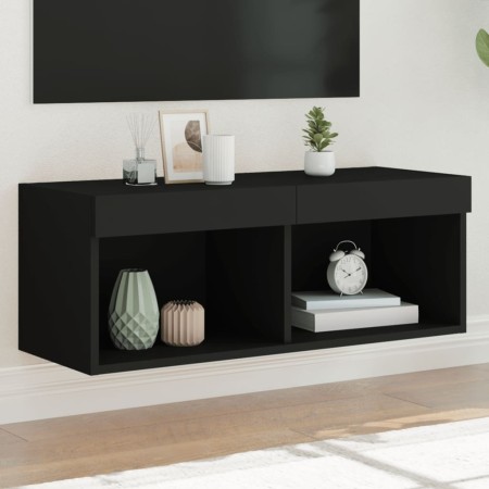 Mueble para TV con luces LED negro 80x30x30 cm de , Muebles TV - Ref: Foro24-837143, Precio: 45,81 €, Descuento: %