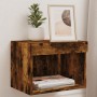 Mesitas de noche de pared con luces LED 2 uds roble ahumado de , Muebles TV - Ref: Foro24-837122, Precio: 43,10 €, Descuento: %