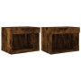 Mesitas de noche de pared con luces LED 2 uds roble ahumado de , Muebles TV - Ref: Foro24-837122, Precio: 43,10 €, Descuento: %
