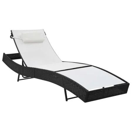 Tumbona con cojín ratán sintético negro de vidaXL, Tumbonas - Ref: Foro24-44718, Precio: 93,05 €, Descuento: %