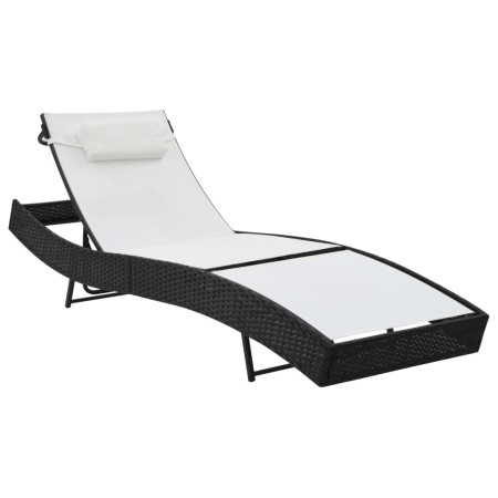 Tumbona con cojín ratán sintético negro de vidaXL, Tumbonas - Ref: Foro24-44718, Precio: 92,00 €, Descuento: %