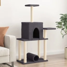Rascador para gatos con postes de sisal gris oscuro 122 cm de , Mobiliario para gatos - Ref: Foro24-172090, Precio: 56,52 €, ...