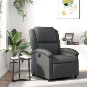 Sillón reclinable de cuero auténtico gris de , Sillones - Ref: Foro24-371792, Precio: 298,10 €, Descuento: %