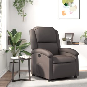 Sillón reclinable cuero auténtico marrón oscuro de , Sillones - Ref: Foro24-371790, Precio: 329,70 €, Descuento: %