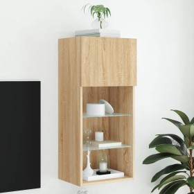 Mueble para TV con luces LED roble Sonoma 40,5x30x90 cm de , Muebles TV - Ref: Foro24-837047, Precio: 52,44 €, Descuento: %