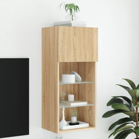Mueble para TV con luces LED roble Sonoma 40,5x30x90 cm de , Muebles TV - Ref: Foro24-837047, Precio: 52,44 €, Descuento: %