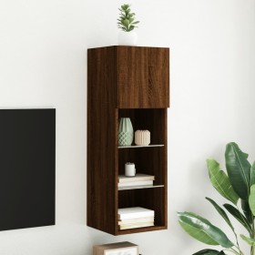 Mueble para TV con luces LED roble marrón 30,5x30x90 cm de , Muebles TV - Ref: Foro24-837013, Precio: 54,78 €, Descuento: %