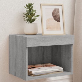 Mesita de noche de pared con luces LED gris Sonoma de , Muebles TV - Ref: Foro24-837123, Precio: 29,78 €, Descuento: %