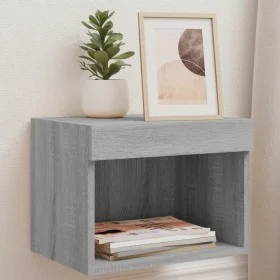 Mesita de noche de pared con luces LED gris Sonoma de , Muebles TV - Ref: Foro24-837123, Precio: 29,03 €, Descuento: %