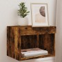 Mesita de noche de pared con luces LED roble ahumado de , Muebles TV - Ref: Foro24-837121, Precio: 28,62 €, Descuento: %