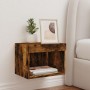 Mesita de noche de pared con luces LED roble ahumado de , Muebles TV - Ref: Foro24-837121, Precio: 28,62 €, Descuento: %