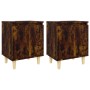 Mesitas de noche 2 uds patas madera roble ahumado 40x30x50 cm de vidaXL, Mesitas de noche - Ref: Foro24-813111, Precio: 53,09...