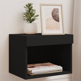 Mesitas de noche de pared con luces LED 2 unidades negro de , Muebles TV - Ref: Foro24-837116, Precio: 45,88 €, Descuento: %