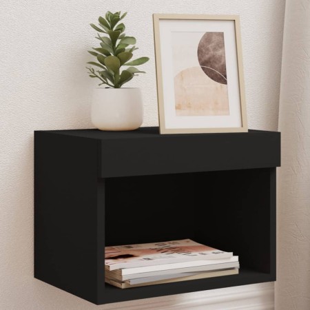 Mesitas de noche de pared con luces LED 2 unidades negro de , Muebles TV - Ref: Foro24-837116, Precio: 45,88 €, Descuento: %