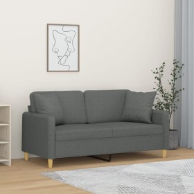 Sofá de 2 plazas con cojines tela gris oscuro 140 cm de , Sofás - Ref: Foro24-3200910, Precio: 228,35 €, Descuento: %