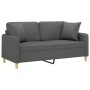 Sofá de 2 plazas con cojines tela gris oscuro 140 cm de , Sofás - Ref: Foro24-3200910, Precio: 228,35 €, Descuento: %