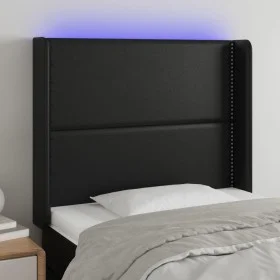 Cabecero con LED cuero sintético negro 103x16x118/128 cm de , Cabeceros y pies de cama - Ref: Foro24-3123992, Precio: 69,49 €...