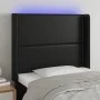 Headboard with LED black synthetic leather 103x16x118/128 cm by , Headboards and footboards - Ref: Foro24-3123992, Price: 69,...