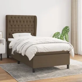 Box spring bed with dark brown fabric mattress 90x190 cm by , Beds and slatted bases - Ref: Foro24-3128168, Price: 354,45 €, ...
