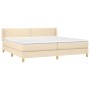 Cama box spring con colchón tela color crema 200x200 cm de , Camas y somieres - Ref: Foro24-3130222, Precio: 539,91 €, Descue...