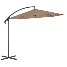 Sombrilla voladiza con poste de acero 300 cm gris topo de vidaXL, Sombrillas - Ref: Foro24-44876, Precio: 138,34 €, Descuento: %