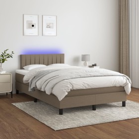 Cama box spring con colchón y LED tela gris taupe 120x200 cm de , Camas y somieres - Ref: Foro24-3133305, Precio: 345,54 €, D...