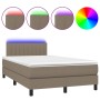 Cama box spring con colchón y LED tela gris taupe 120x200 cm de , Camas y somieres - Ref: Foro24-3133305, Precio: 345,54 €, D...