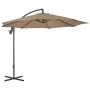 Sombrilla voladiza con poste de acero 300 cm gris topo de vidaXL, Sombrillas - Ref: Foro24-44876, Precio: 138,34 €, Descuento: %