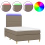Cama box spring con colchón y LED tela gris taupe 120x200 cm de , Camas y somieres - Ref: Foro24-3135345, Precio: 404,71 €, D...