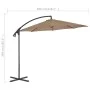 Sombrilla voladiza con poste de acero 300 cm gris topo de vidaXL, Sombrillas - Ref: Foro24-44876, Precio: 138,34 €, Descuento: %