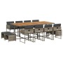 Set comedor de jardín con cojines 13 pzas ratán sintético gris en Conjuntos de jardín | Comprar online en Foru.es