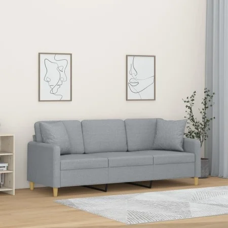 Sofá de 3 plazas con cojines tela gris claro 180 cm de , Sofás - Ref: Foro24-3200917, Precio: 274,45 €, Descuento: %