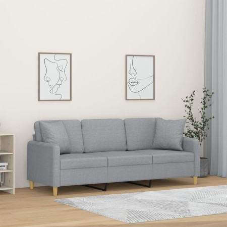 Sofá de 3 plazas con cojines tela gris claro 180 cm de , Sofás - Ref: Foro24-3200917, Precio: 323,18 €, Descuento: %