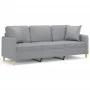 Sofá de 3 plazas con cojines tela gris claro 180 cm de , Sofás - Ref: Foro24-3200917, Precio: 274,45 €, Descuento: %