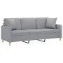 Sofá de 3 plazas con cojines tela gris claro 180 cm de , Sofás - Ref: Foro24-3200917, Precio: 274,45 €, Descuento: %