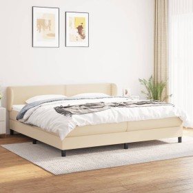 Cama box spring con colchón tela color crema 200x200 cm de , Camas y somieres - Ref: Foro24-3126194, Precio: 551,64 €, Descue...