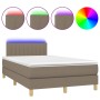 Cama box spring con colchón y LED tela gris taupe 120x200 cm de , Camas y somieres - Ref: Foro24-3133865, Precio: 365,59 €, D...