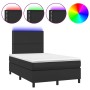 Cama box spring colchón y LED cuero sintético negro 120x200 cm de , Camas y somieres - Ref: Foro24-3135873, Precio: 401,61 €,...