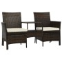 Sofá de jardín 2 plazas con mesita y taburetes poli ratán negro de vidaXL, Sofás de exterior - Ref: Foro24-44451, Precio: 225...