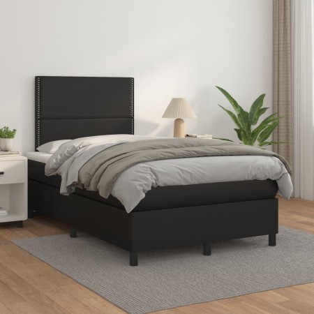 Cama box spring con colchón cuero sintético negro 120x200 cm de , Camas y somieres - Ref: Foro24-3142773, Precio: 396,26 €, D...