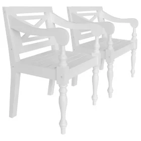 Sillas Batavia 2 unidades madera maciza de caoba blanco de , Sillas de comedor - Ref: Foro24-246963, Precio: 238,60 €, Descue...