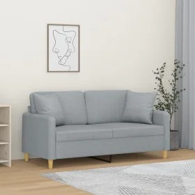 Sofá de 2 plazas con cojines tela gris claro 140 cm de , Sofás - Ref: Foro24-3200909, Precio: 230,44 €, Descuento: %