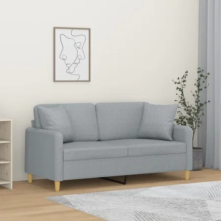 Sofá de 2 plazas con cojines tela gris claro 140 cm de , Sofás - Ref: Foro24-3200909, Precio: 230,44 €, Descuento: %