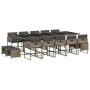 Set comedor de jardín con cojines 15 pzas ratán sintético gris en Conjuntos de jardín | Comprar online en Foru.es