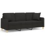 Sofá de 3 plazas con cojines tela negro 180 cm de , Sofás - Ref: Foro24-3200921, Precio: 376,00 €, Descuento: %