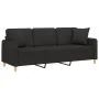 Sofá de 3 plazas con cojines tela negro 180 cm de , Sofás - Ref: Foro24-3200921, Precio: 368,08 €, Descuento: %