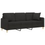Sofá de 3 plazas con cojines tela negro 180 cm de , Sofás - Ref: Foro24-3200921, Precio: 376,00 €, Descuento: %